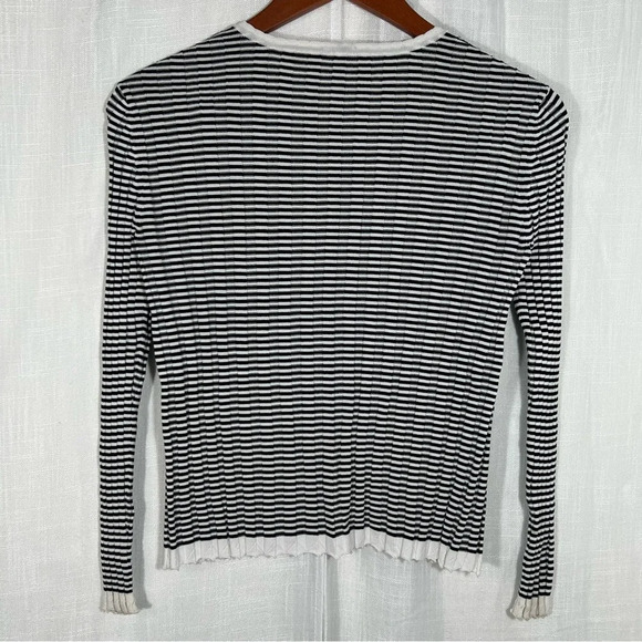 Ann Klein Y2K Lattice Hem Striped Cardigan Size SP - Picture 6 of 7